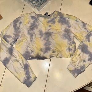 Yellow and Blue Tie-Dye Cropped sweatshirt